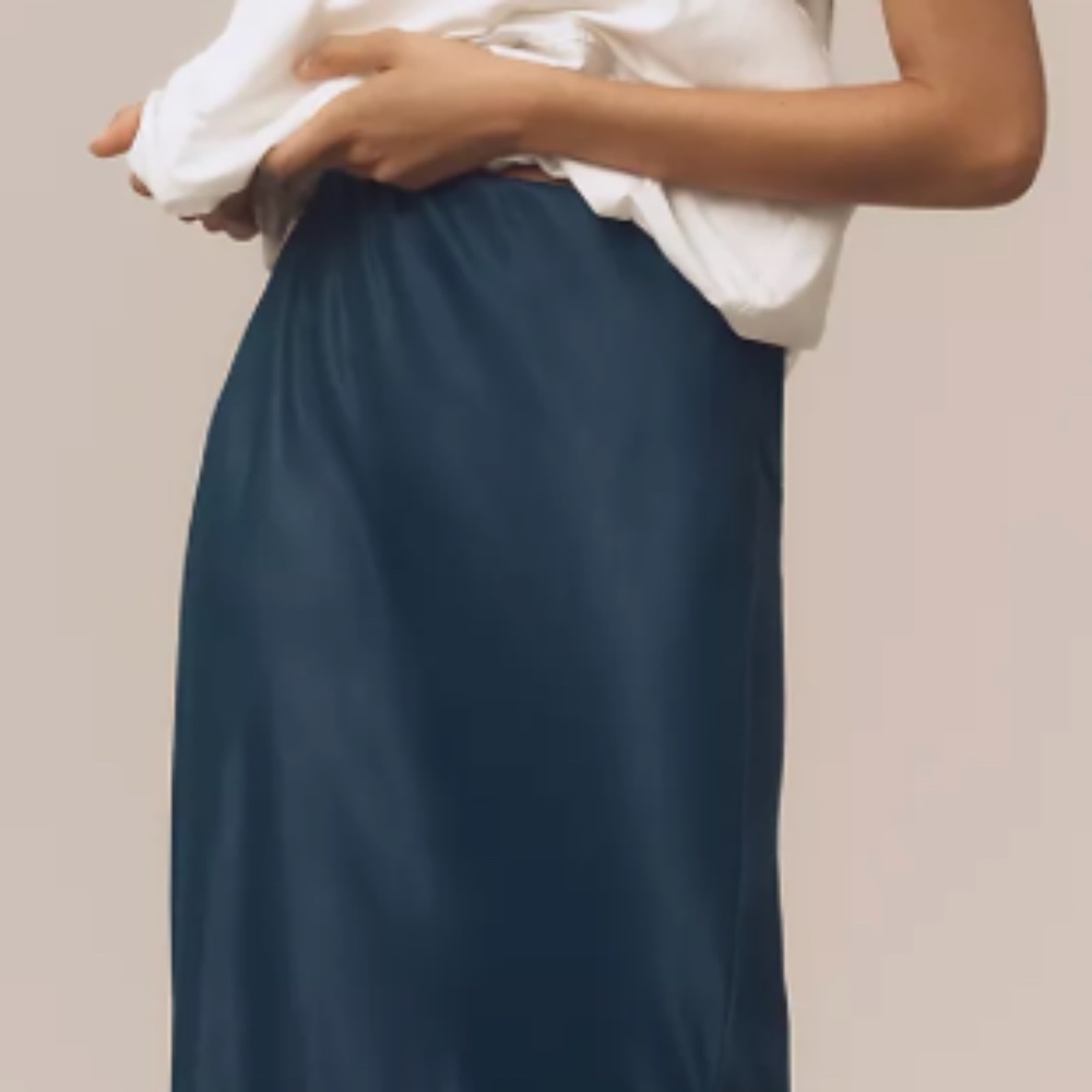 Anthropologie The Tilda Maxi Slip Skirt in Navy, Size M